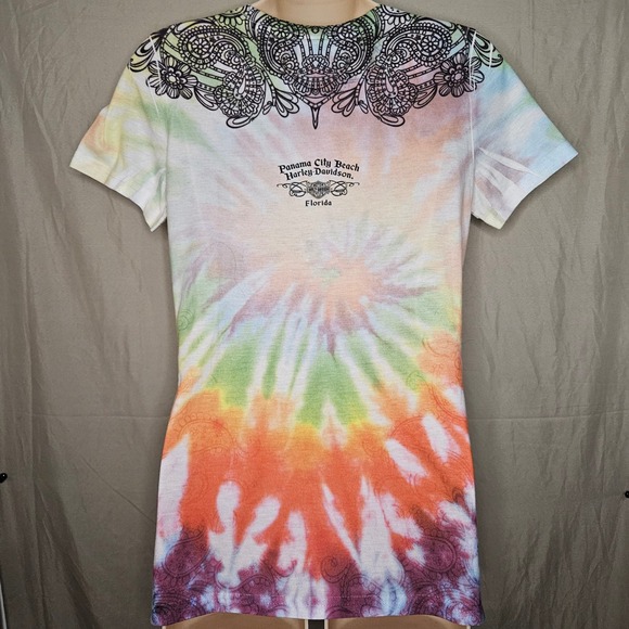Harley Davidson Tie Dye Rhinestone T-Shirt Motorcycle Top Panama City Beach M - Picture 3 of 7